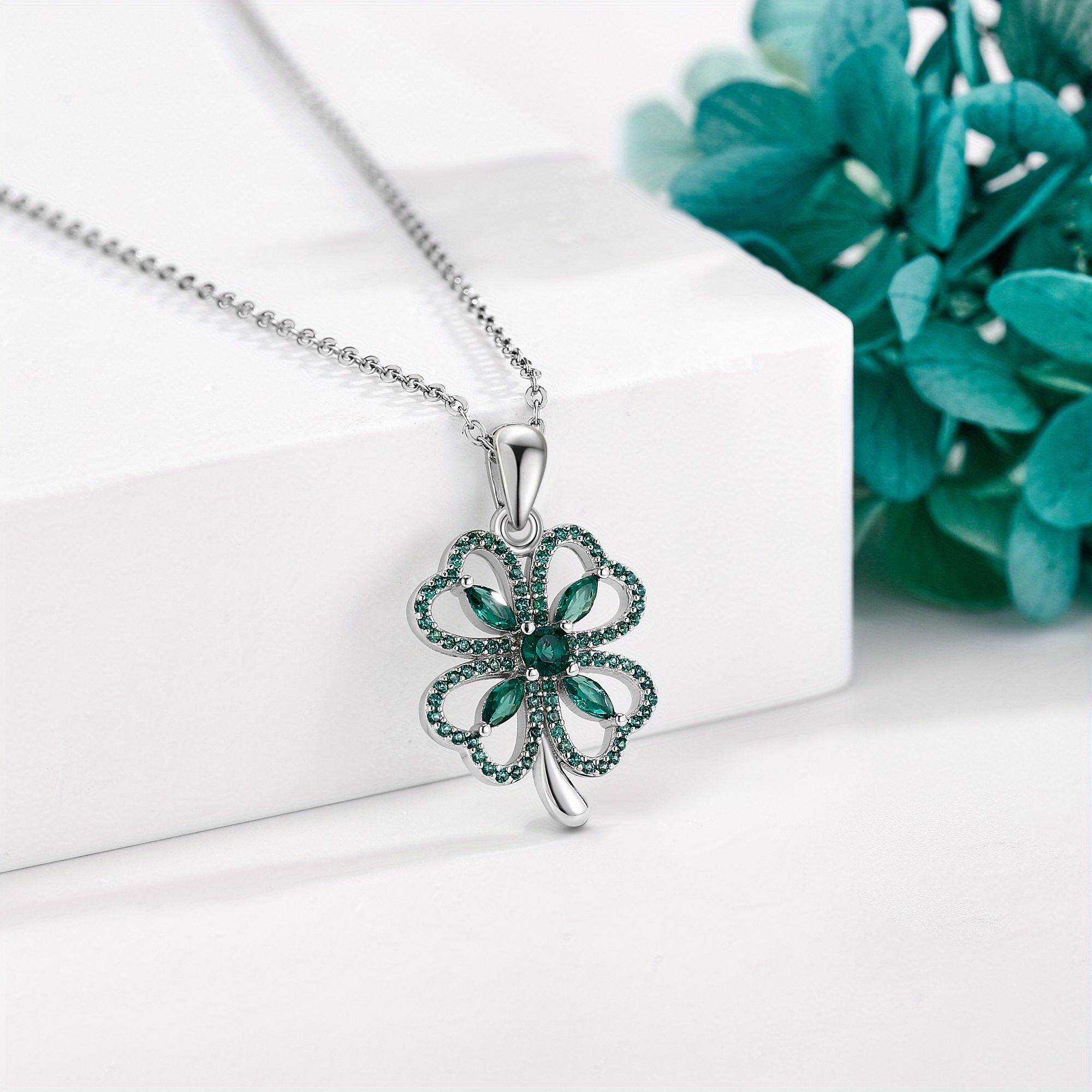 Women's 925 Sterling Silver Four Leaf Clover Necklace